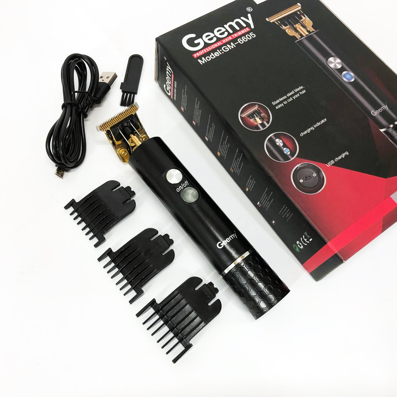 Професійна окантувальна машинка GEEMY GM-6605 для стрижки волосся, окантовки, бороди та вусів